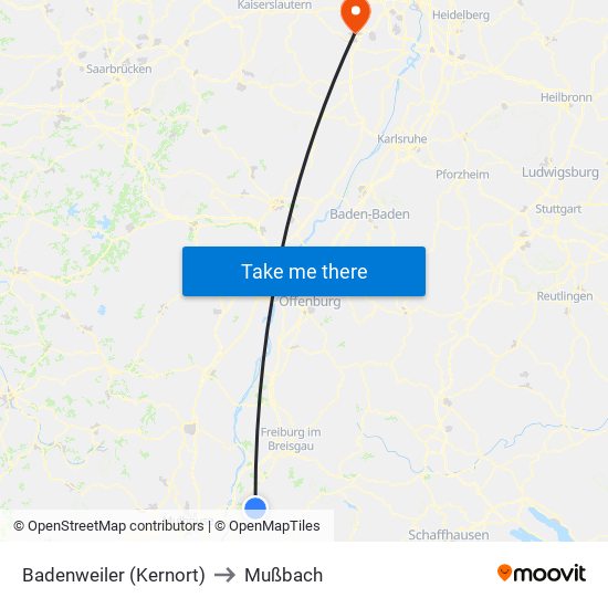 Badenweiler (Kernort) to Mußbach map