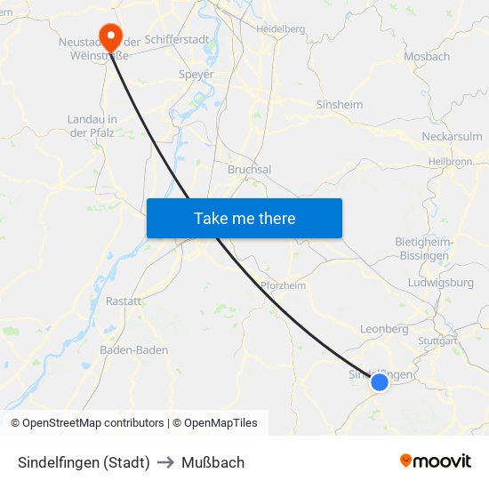 Sindelfingen (Stadt) to Mußbach map