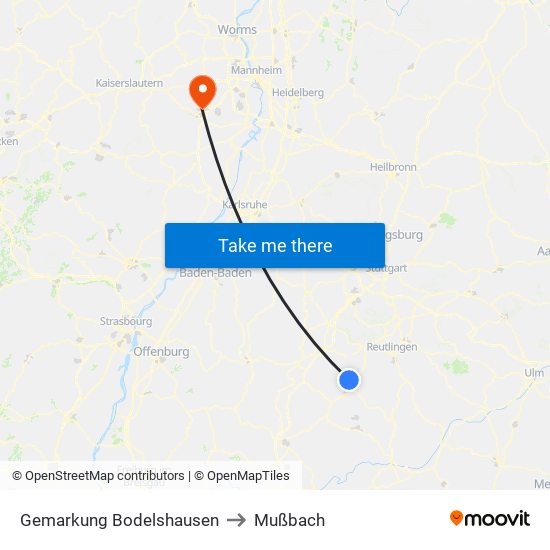 Gemarkung Bodelshausen to Mußbach map