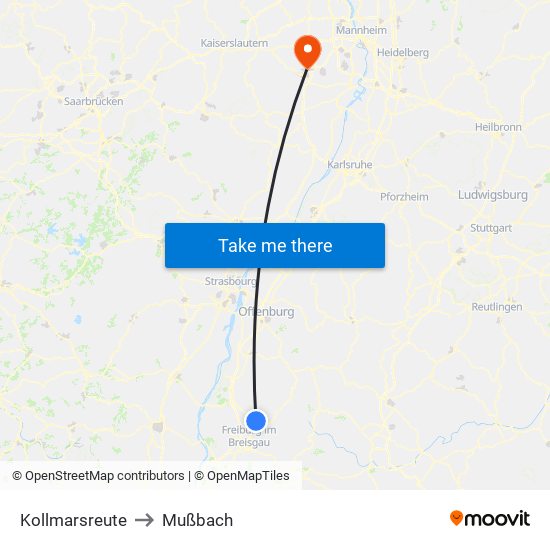 Kollmarsreute to Mußbach map