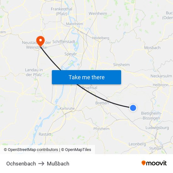 Ochsenbach to Mußbach map