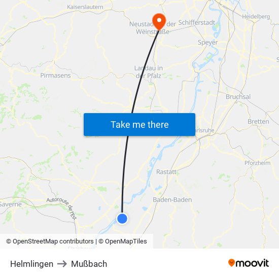 Helmlingen to Mußbach map