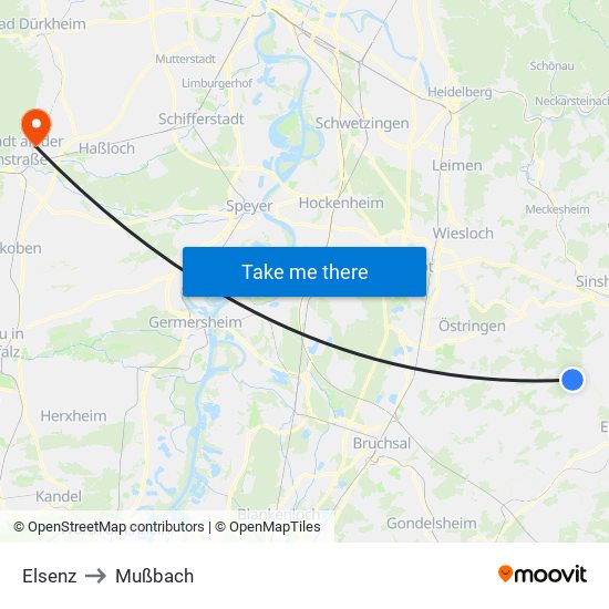 Elsenz to Mußbach map