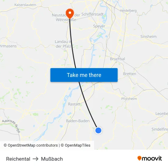 Reichental to Mußbach map