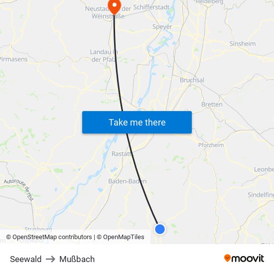 Seewald to Mußbach map