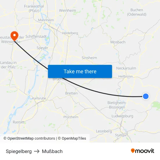 Spiegelberg to Mußbach map
