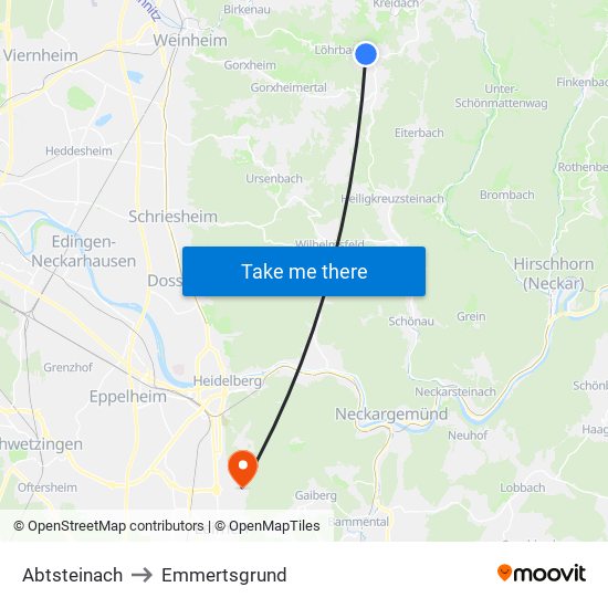 Abtsteinach to Emmertsgrund map