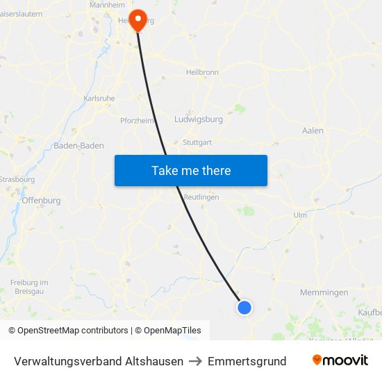 Verwaltungsverband Altshausen to Emmertsgrund map