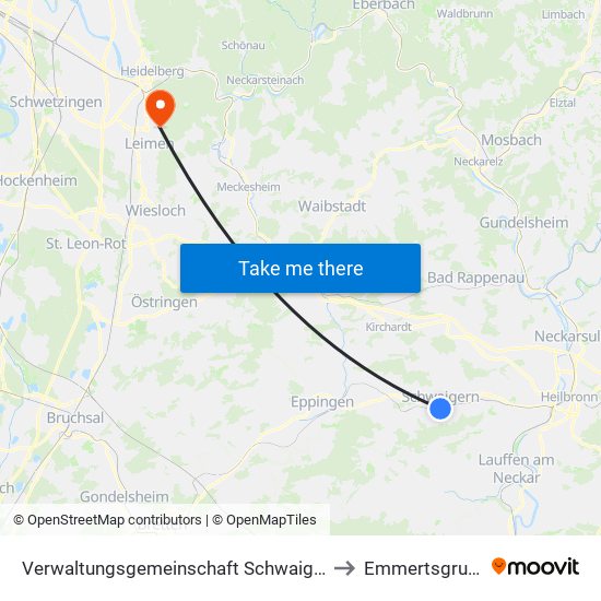 Verwaltungsgemeinschaft Schwaigern to Emmertsgrund map