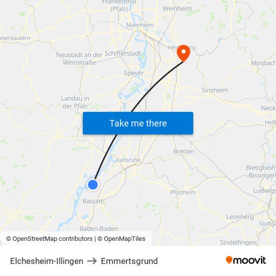 Elchesheim-Illingen to Emmertsgrund map