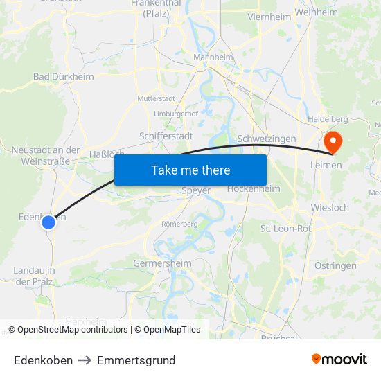 Edenkoben to Emmertsgrund map