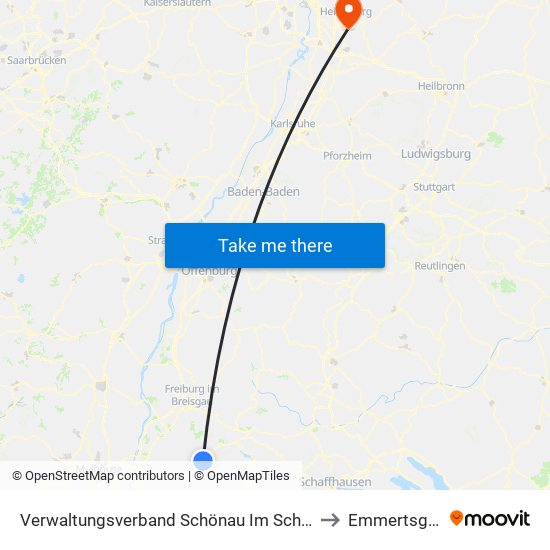 Verwaltungsverband Schönau Im Schwarzwald to Emmertsgrund map