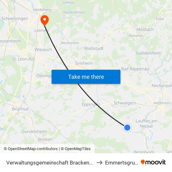 Verwaltungsgemeinschaft Brackenheim to Emmertsgrund map