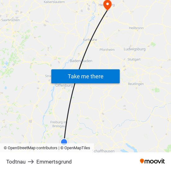 Todtnau to Emmertsgrund map