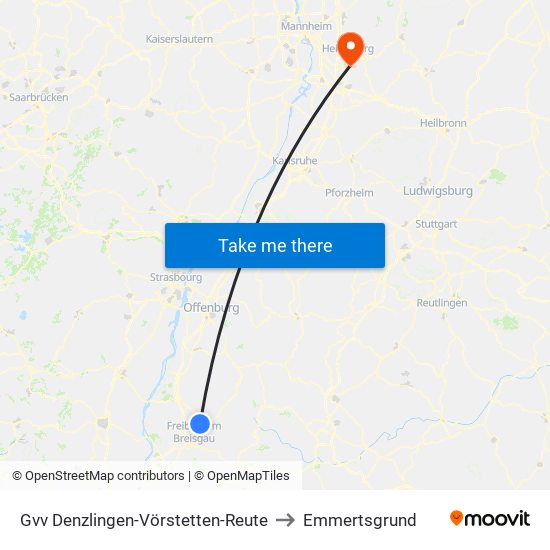 Gvv Denzlingen-Vörstetten-Reute to Emmertsgrund map