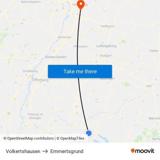 Volkertshausen to Emmertsgrund map