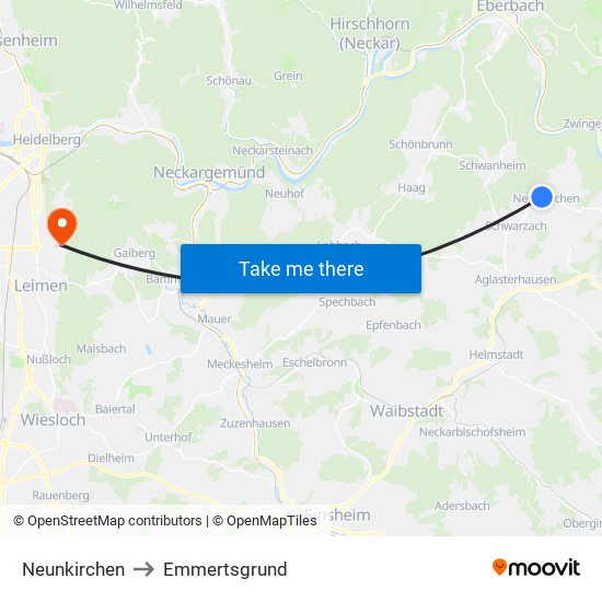 Neunkirchen to Emmertsgrund map