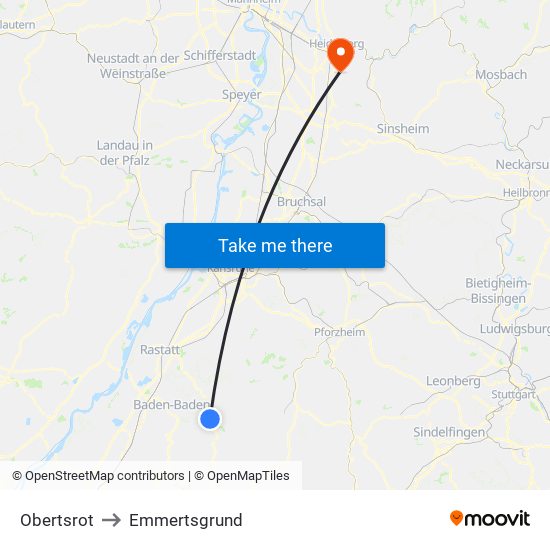 Obertsrot to Emmertsgrund map