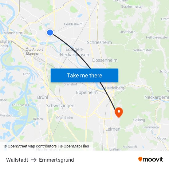 Wallstadt to Emmertsgrund map