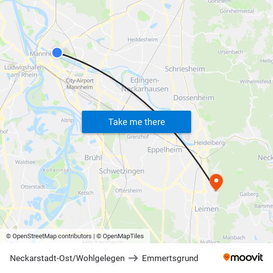 Neckarstadt-Ost/Wohlgelegen to Emmertsgrund map