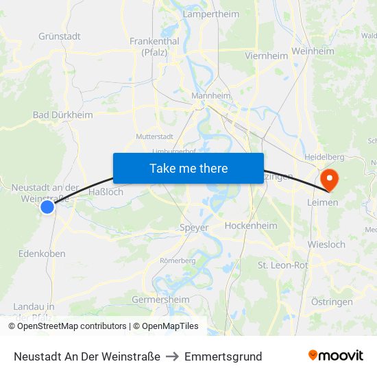 Neustadt An Der Weinstraße to Emmertsgrund map