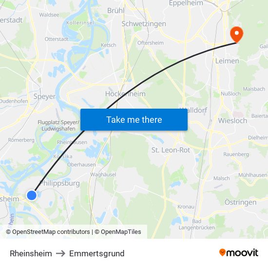 Rheinsheim to Emmertsgrund map