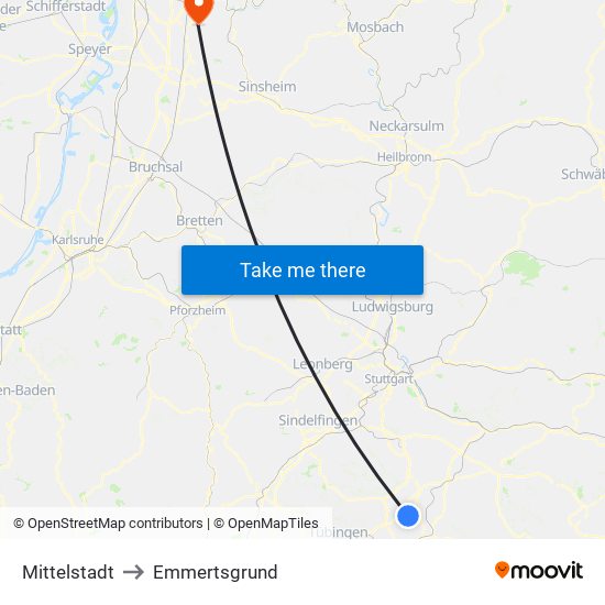 Mittelstadt to Emmertsgrund map