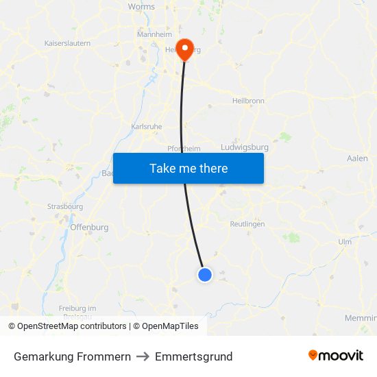 Gemarkung Frommern to Emmertsgrund map