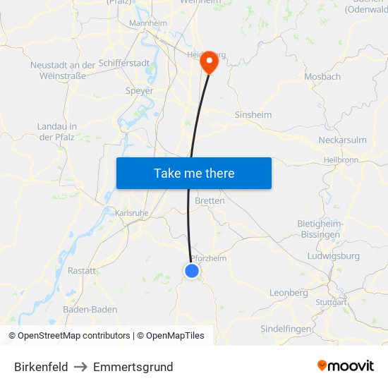 Birkenfeld to Emmertsgrund map