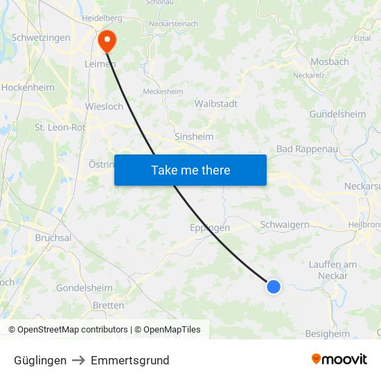 Güglingen to Emmertsgrund map