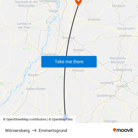 Wörnersberg to Emmertsgrund map