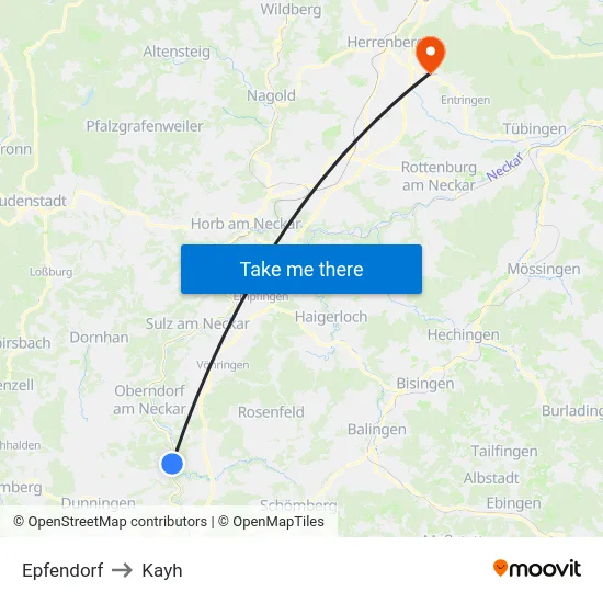 Epfendorf to Kayh map