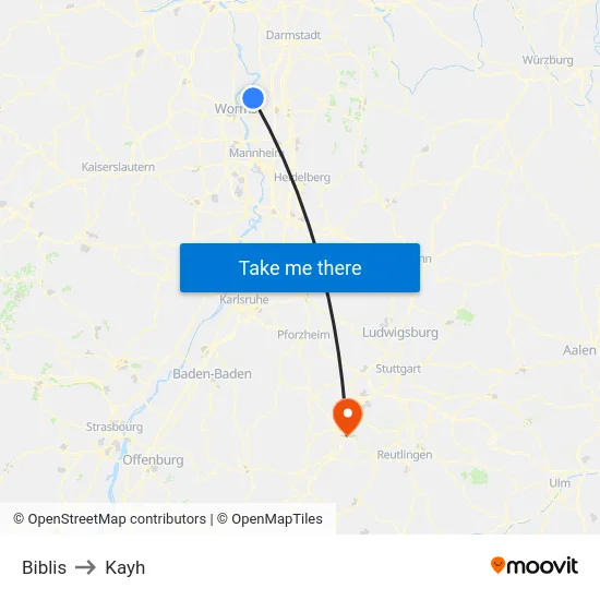 Biblis to Kayh map