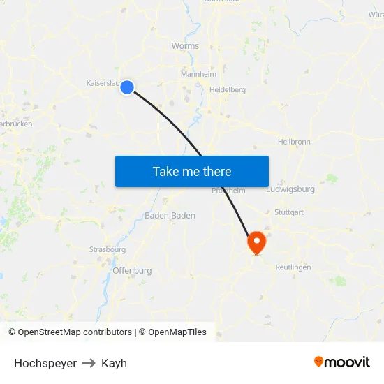 Hochspeyer to Kayh map