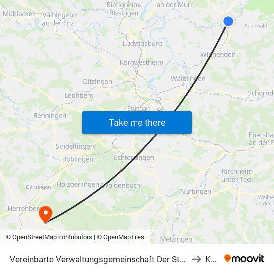 Vereinbarte Verwaltungsgemeinschaft Der Stadt Backnang to Kayh map