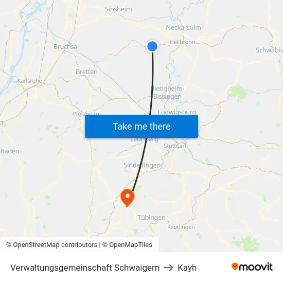 Verwaltungsgemeinschaft Schwaigern to Kayh map