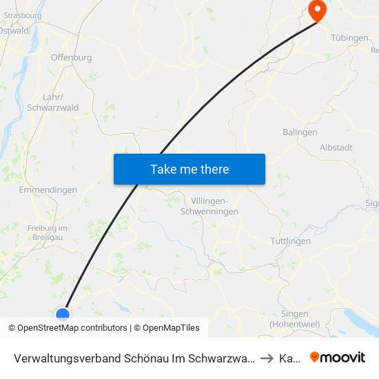 Verwaltungsverband Schönau Im Schwarzwald to Kayh map