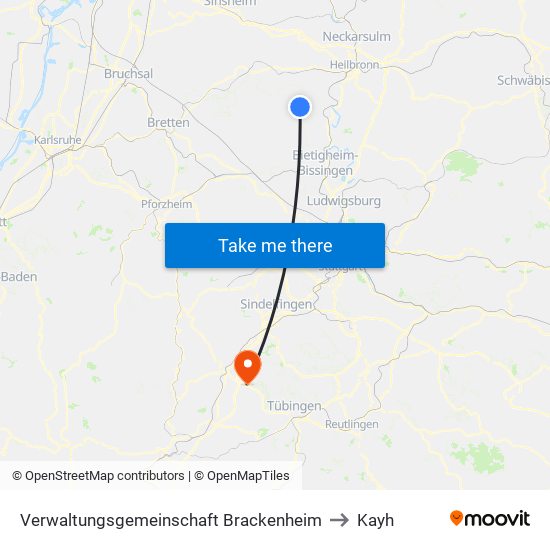 Verwaltungsgemeinschaft Brackenheim to Kayh map
