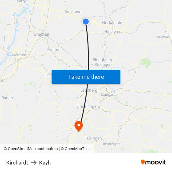 Kirchardt to Kayh map