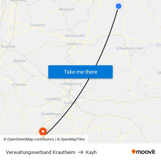 Verwaltungsverband Krautheim to Kayh map