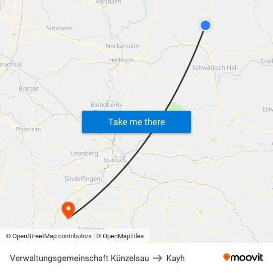 Verwaltungsgemeinschaft Künzelsau to Kayh map