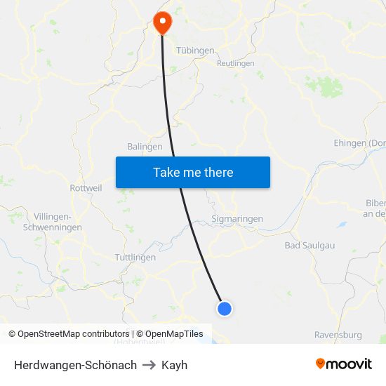 Herdwangen-Schönach to Kayh map