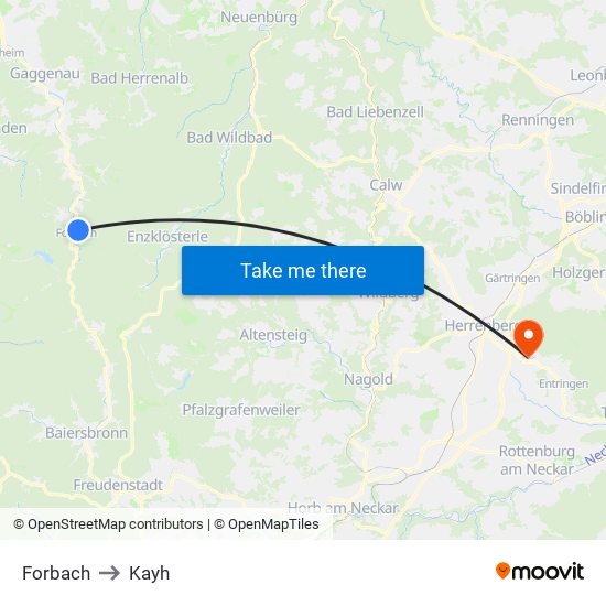 Forbach to Kayh map