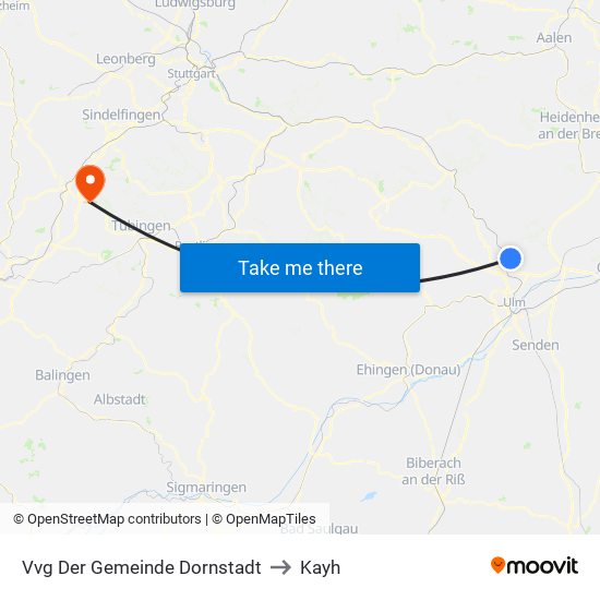 Vvg Der Gemeinde Dornstadt to Kayh map