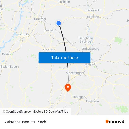 Zaisenhausen to Kayh map