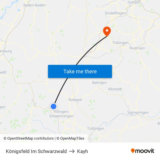 Königsfeld Im Schwarzwald to Kayh map