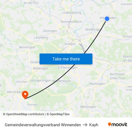 Gemeindeverwaltungsverband Winnenden to Kayh map