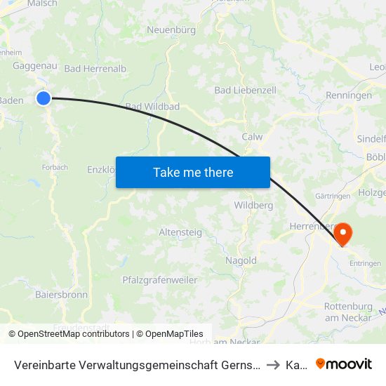 Vereinbarte Verwaltungsgemeinschaft Gernsbach to Kayh map