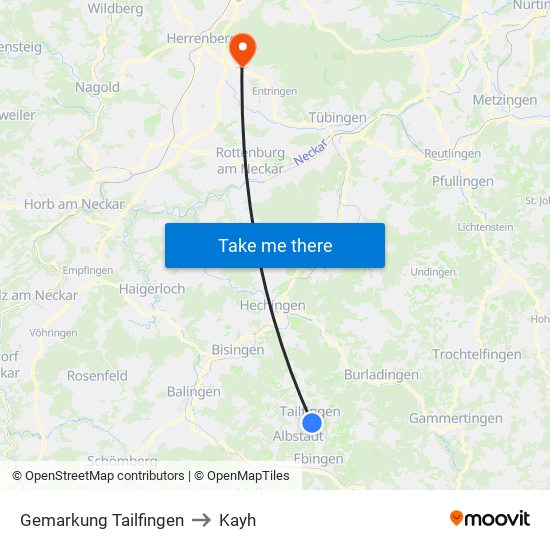 Gemarkung Tailfingen to Kayh map