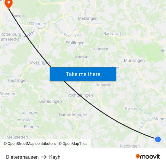 Dietershausen to Kayh map